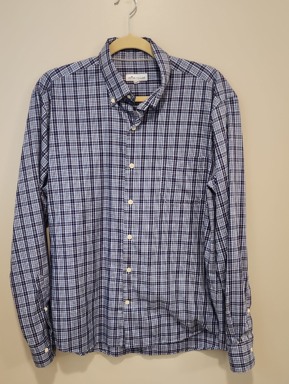 Peter Millar Crown Ease Dawson Cotton Sport Button Down Shirt Plaid size Large